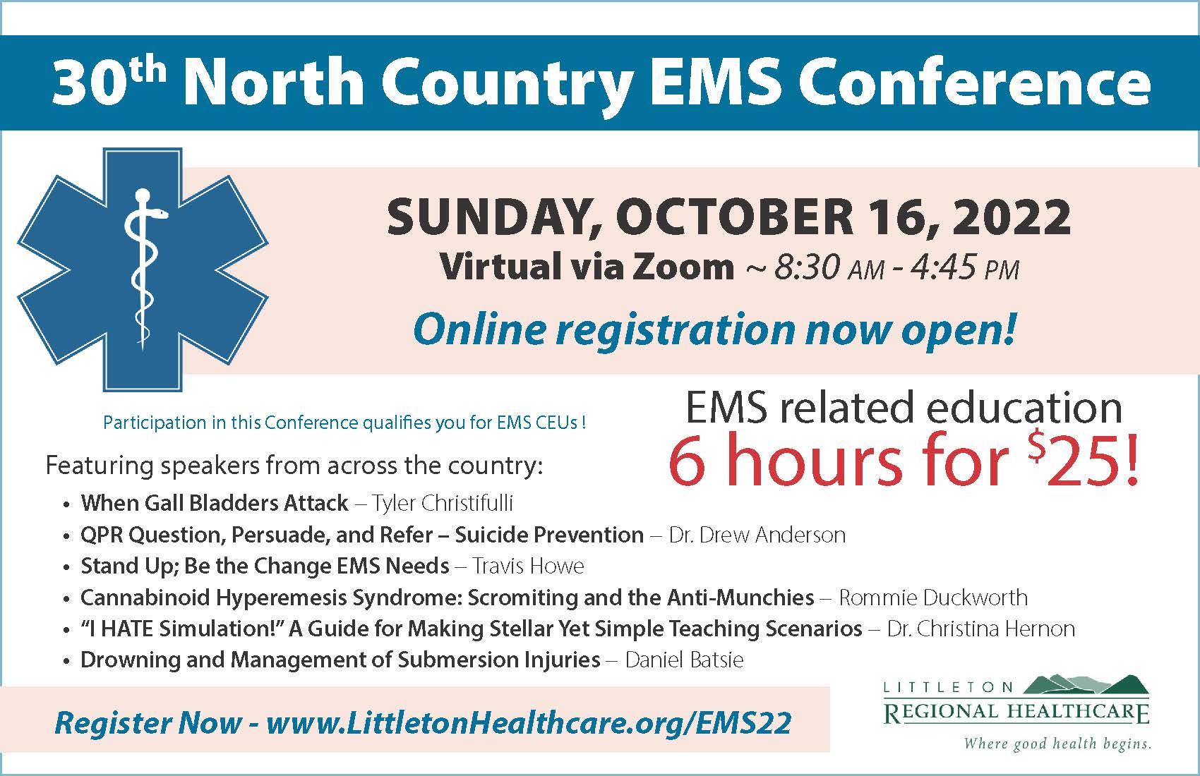 30th North Country EMS Conference - Register online today!